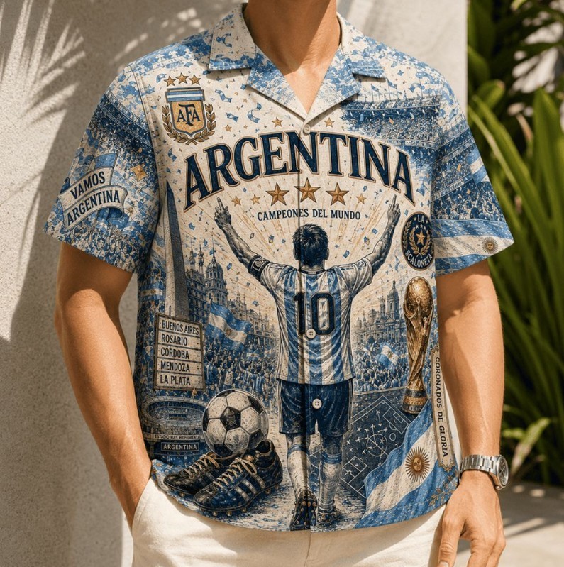 Argentina La Albiceleste WC 2026 Hawaiian Shirt, Gift for Fans Tee