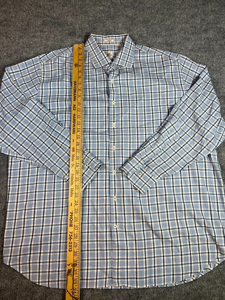 Peter Millar Men’s XXL Blue White Checkerd 100% Cotton Button Down Shirt