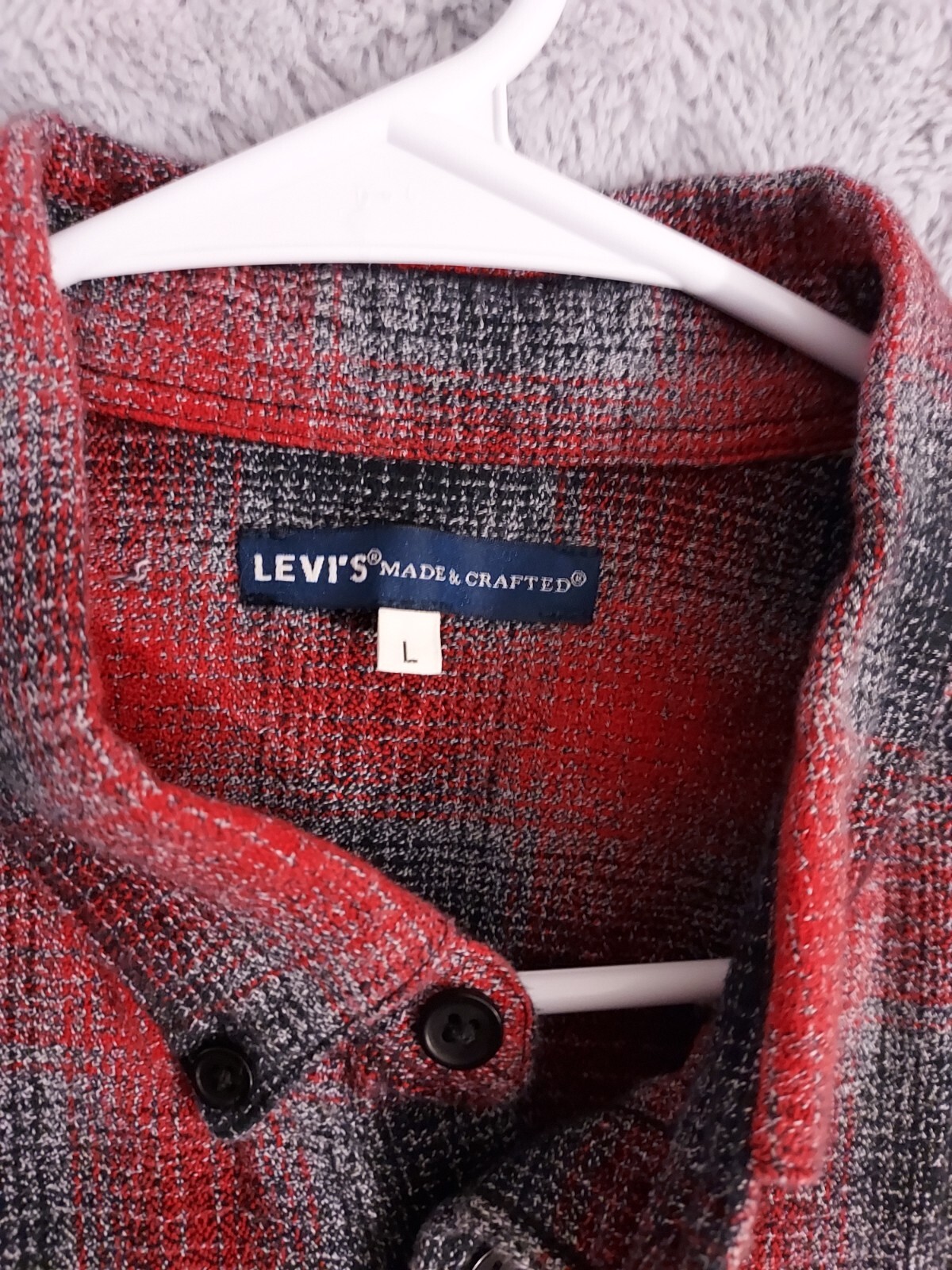 Levis Made Crafted Shirt Mens Large Flannel Heavyweight Bufflalo Plaid Outdoor L