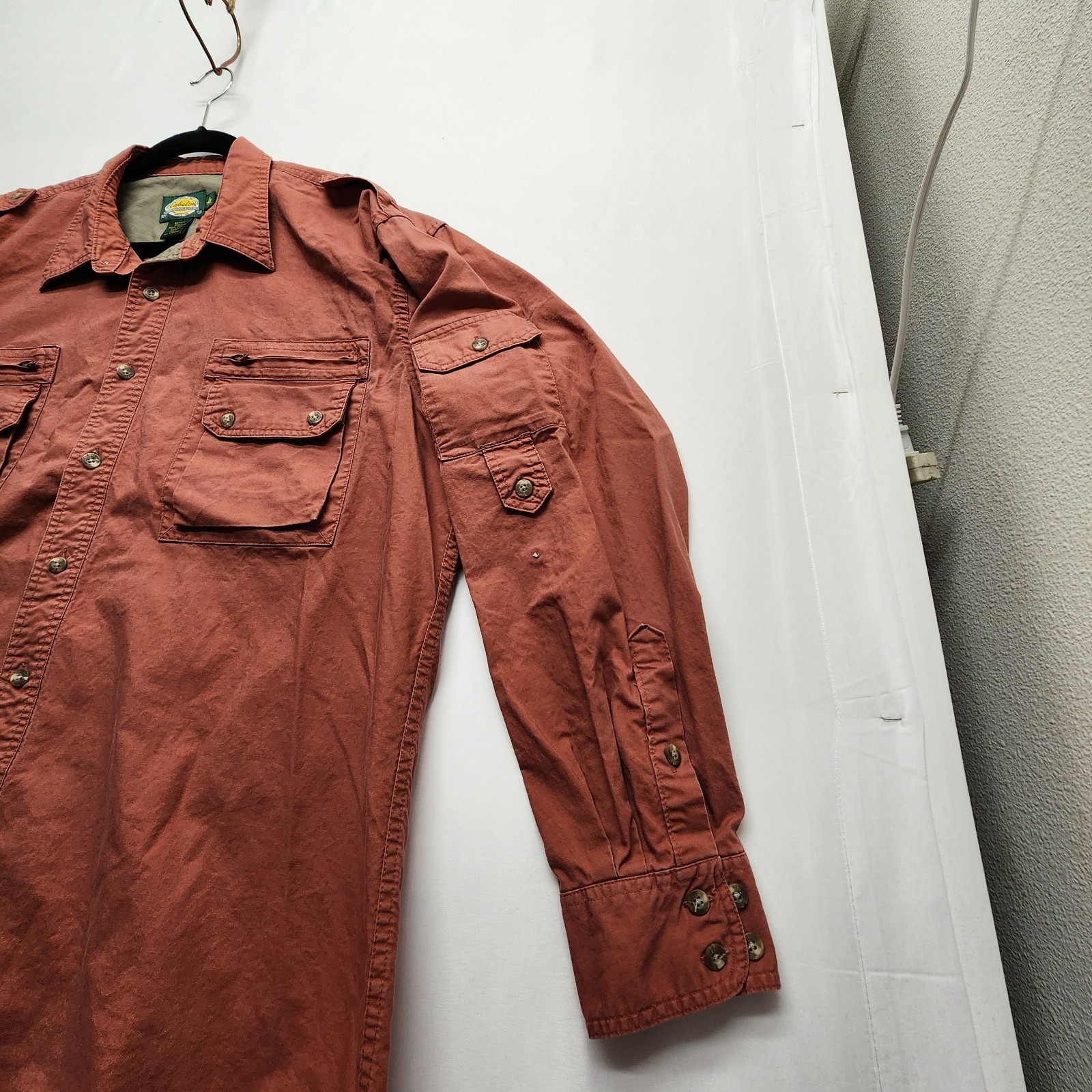 ⭐️Vintage Cabelas Safari Field Shirt XL Tall Rust 100% Cotton Rugged Gorpcore