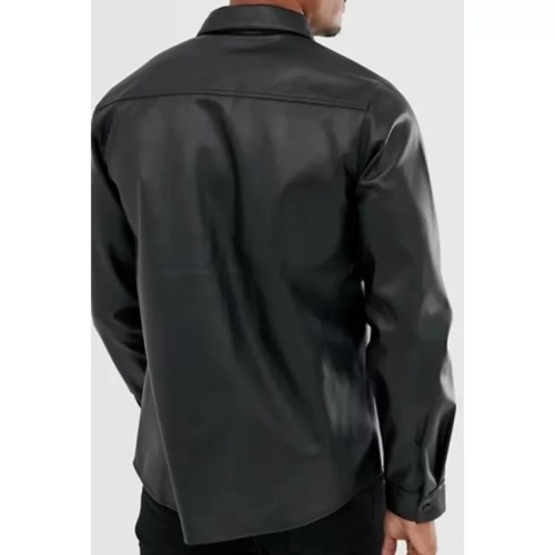 Men’s Black Leather Shirt 100% Real Lambskin Soft Stylish Shirt Custom Made