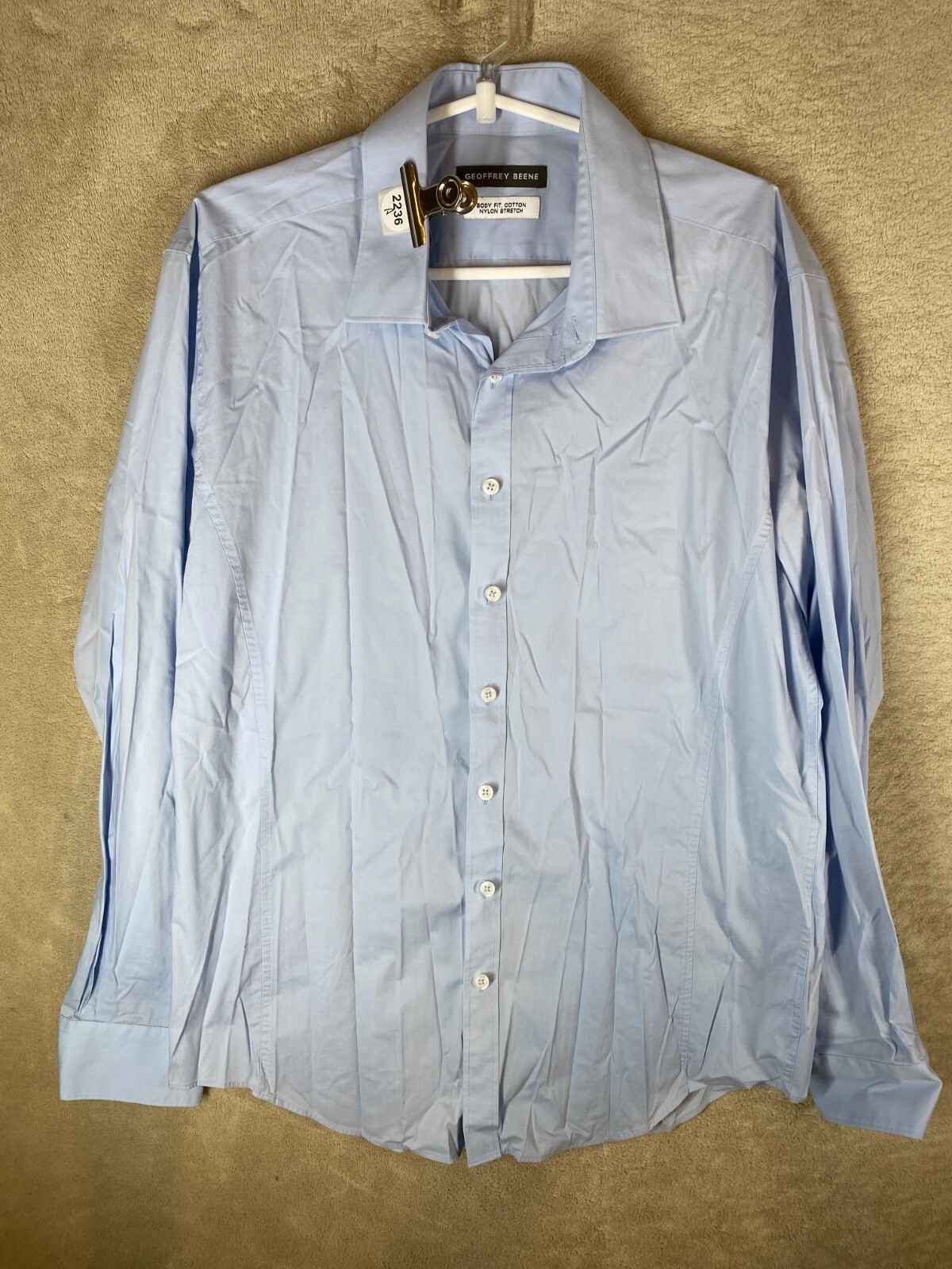 GEOFFREY BEENE Casual Formal Shirt Top Size N/A Mens Blue Long Sleeve