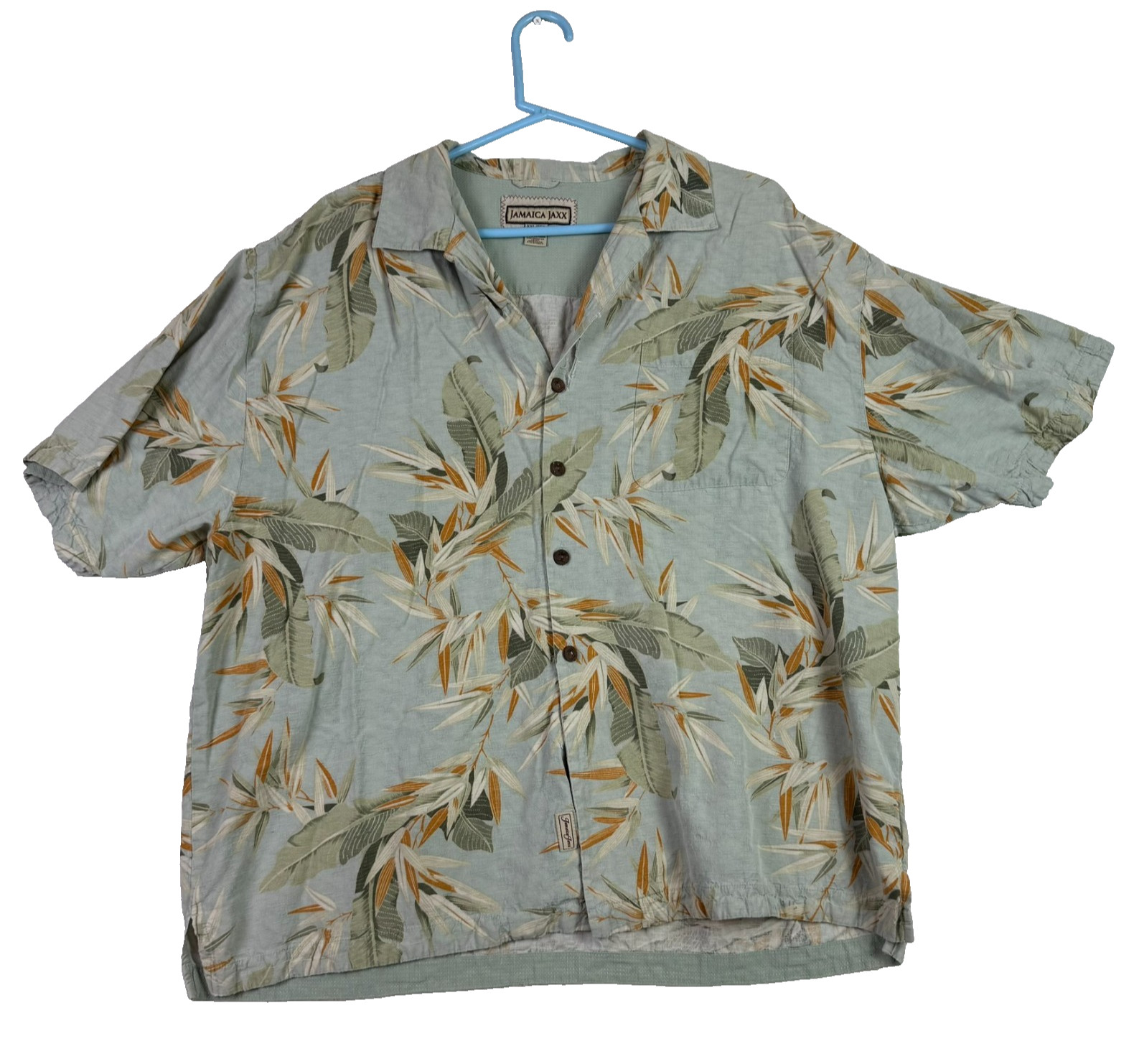 Jamaica Jaxx 100% Silk Shirt Men’s 2XL Button Up Short Sleeve Island Hawaiian