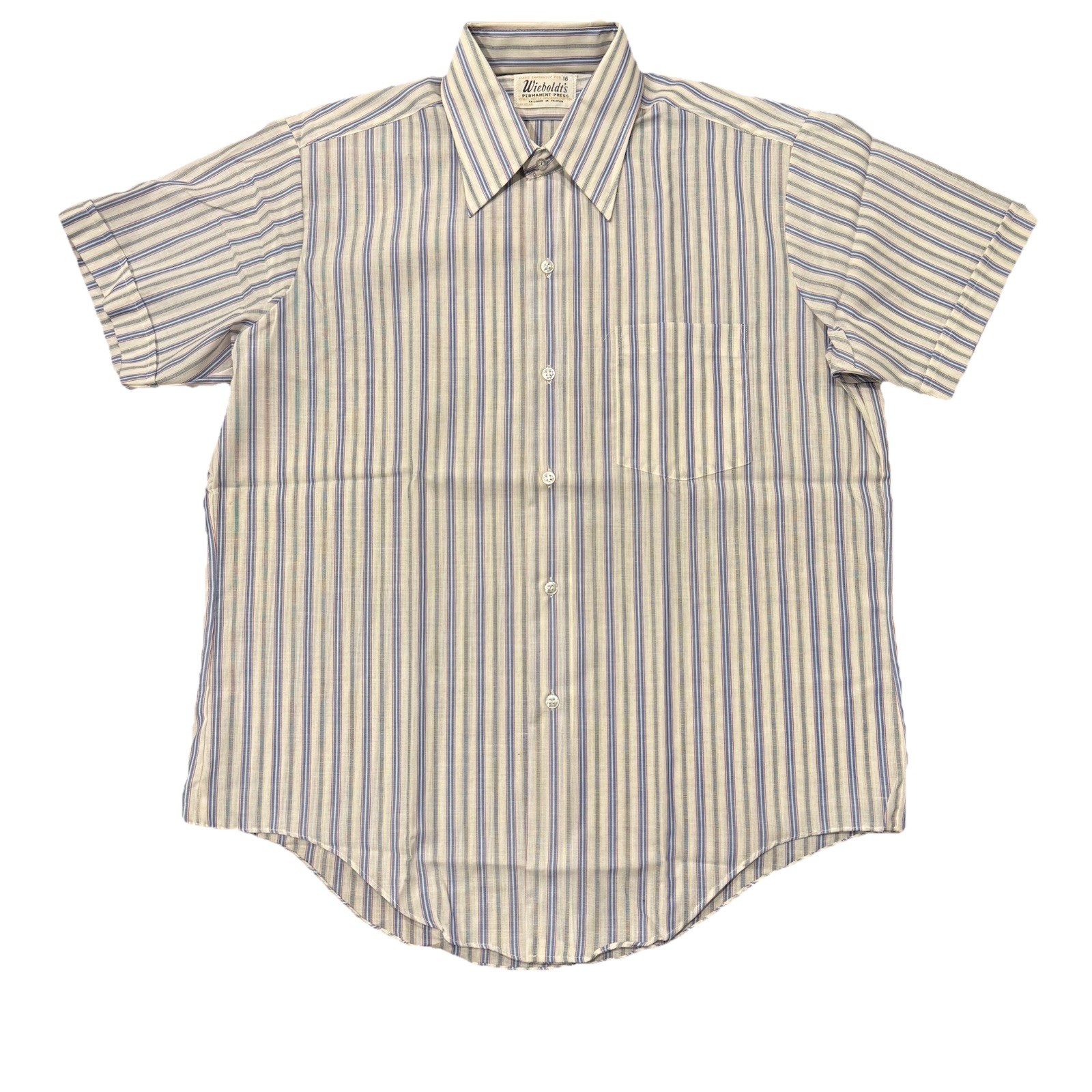 Vintage 60s Wieboldts Permanent Press Combed Cotton Shirt sz 16 Short Sleeve