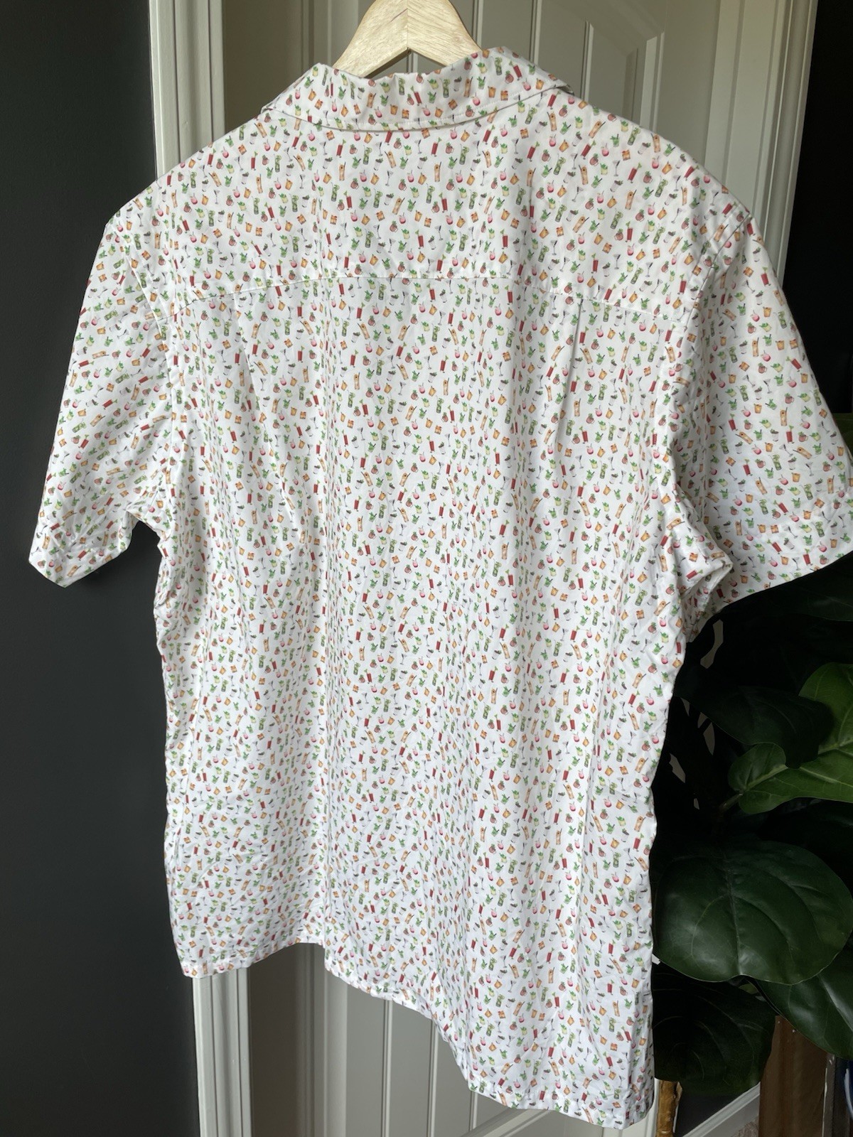 David Donahue Men’s L Cocktail S/S Button-down Party Shirt Spring Summer Cotton