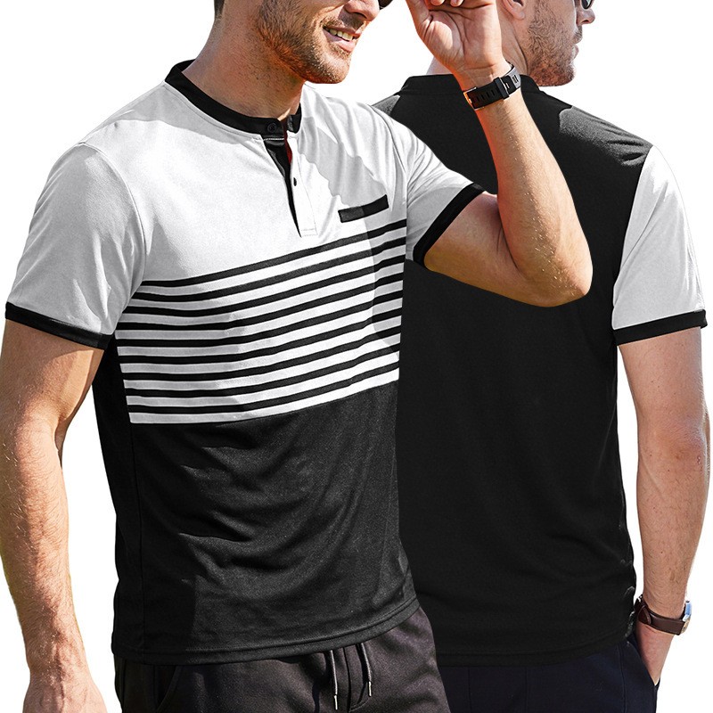 Summer Color Block Striped Print Casual Tee