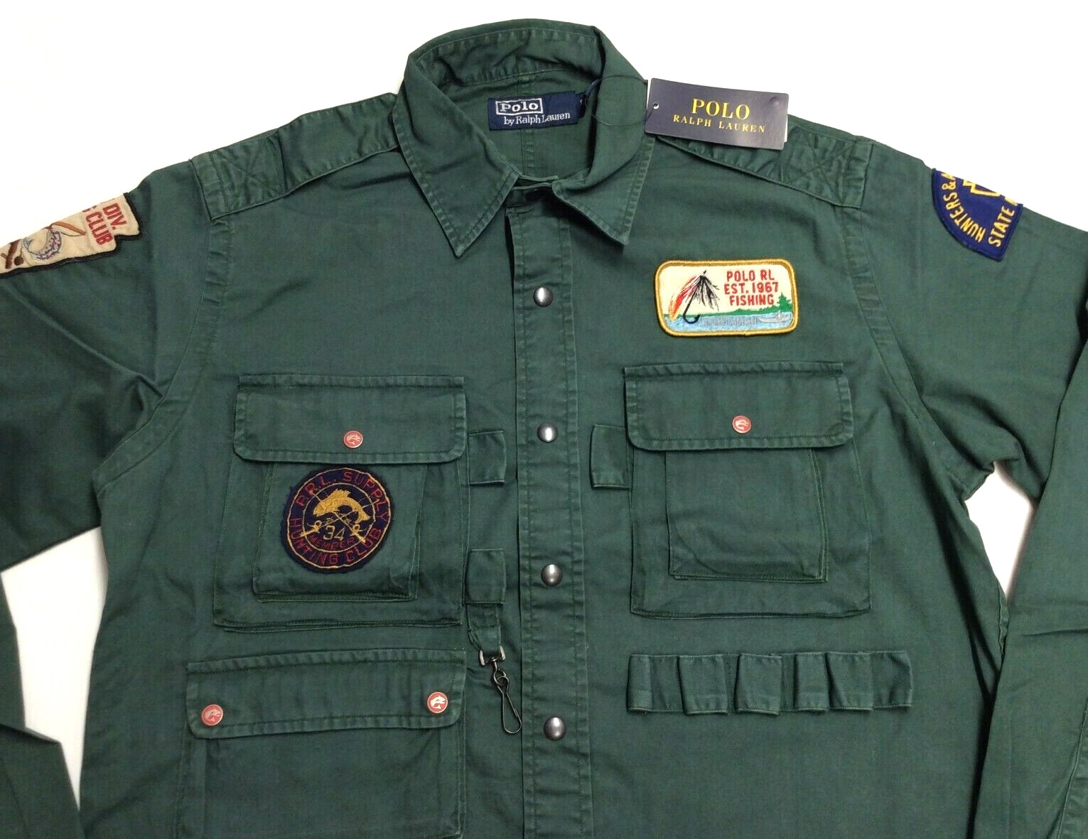 Polo Ralph Lauren VTG Retro Sportsman Fishing Rod Reel Hunting Shooting Shirt S