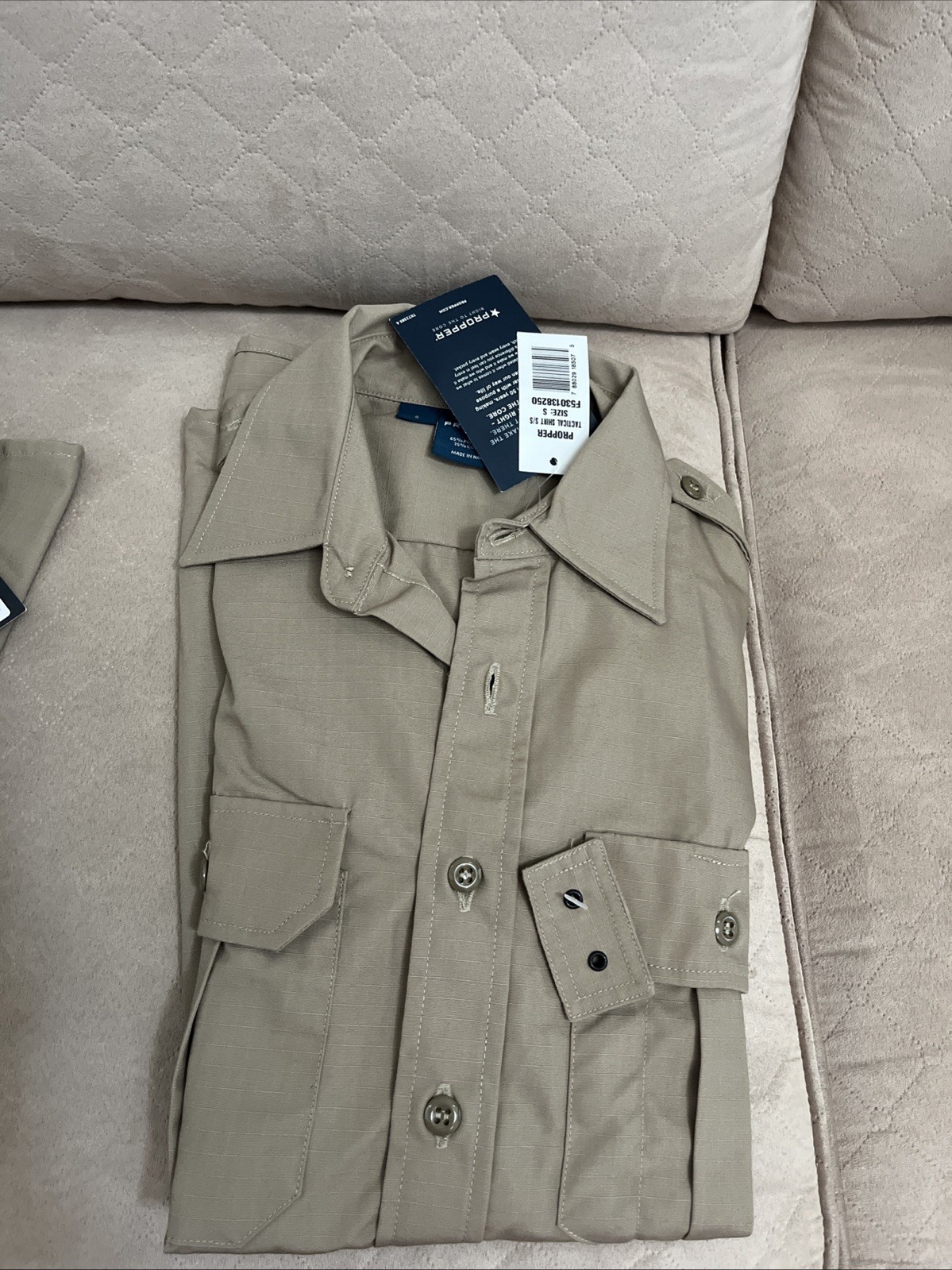 PROPPER MENS SMALL REG TACTICAL SHORT SLEEVE DRESS SHIRT KHAKI