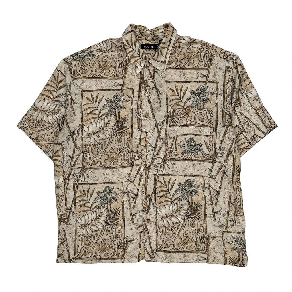 Puritan Floral Hawaiian Shirt – Large Brown Viscose