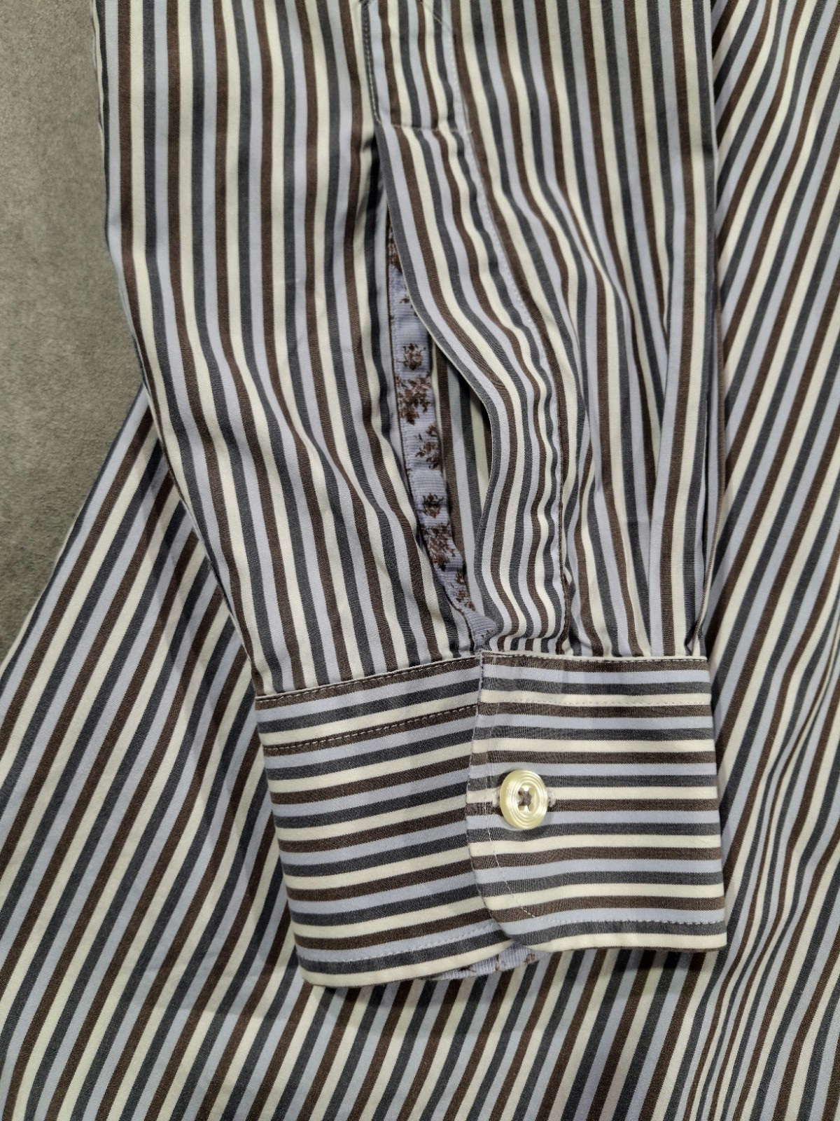 Nigel Hall Mens 100% Cotton Shirt Blue Stripes Large Office Wedding Party