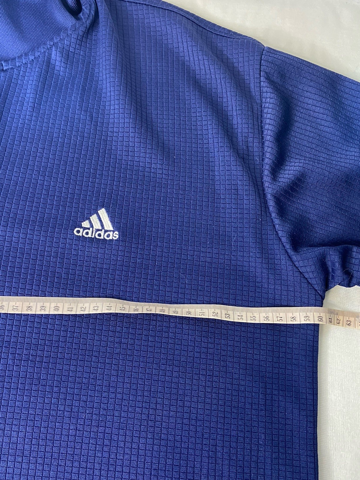 Adidas Top Size XL Mens Navy Blue 1/2 Chest 60cm Length 74cm Waffle Weave