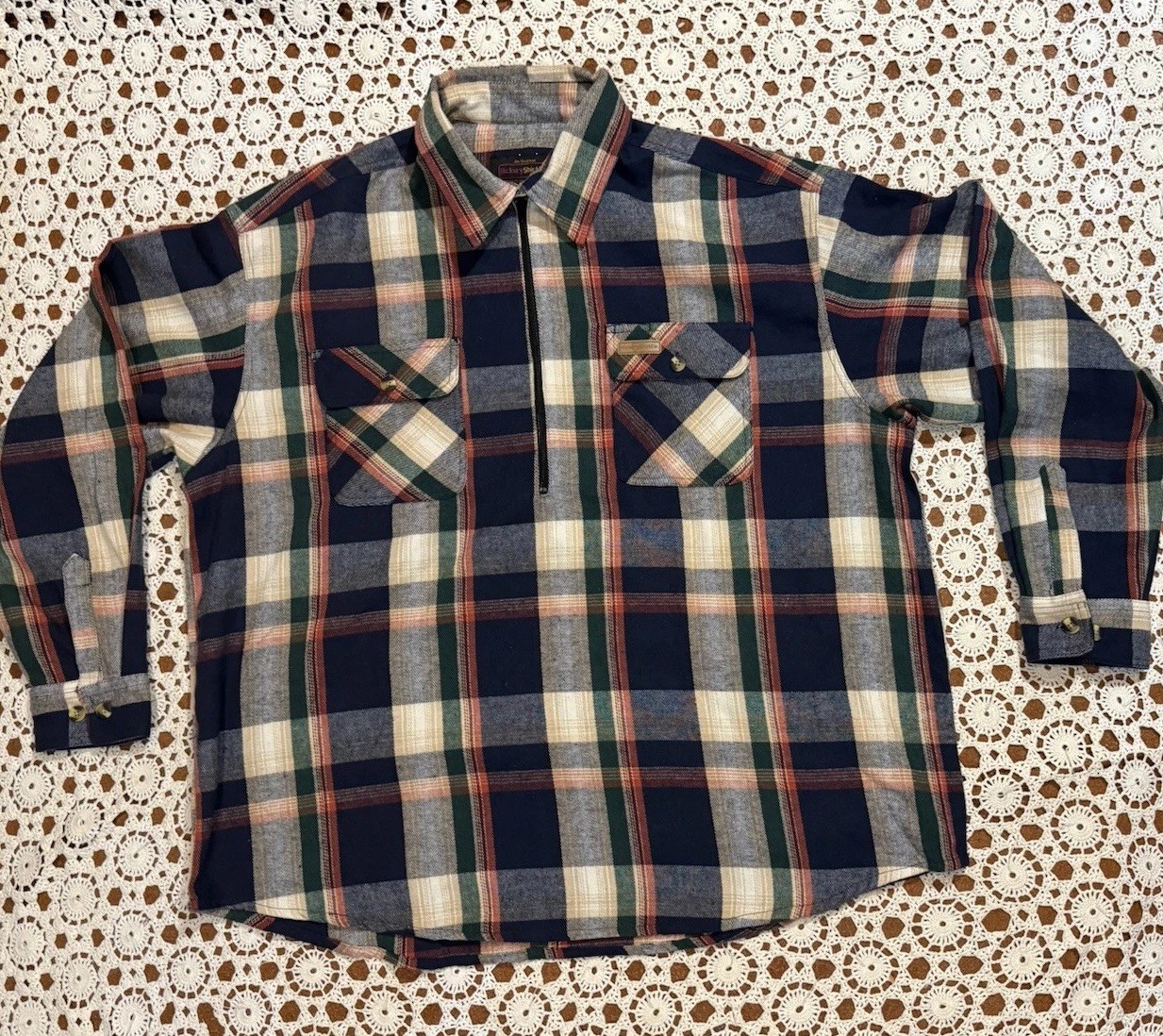 Hickory Shirt Co Pullover Mens 2xl Plaid Quarter Zip Flannel Outdoors Work Camp