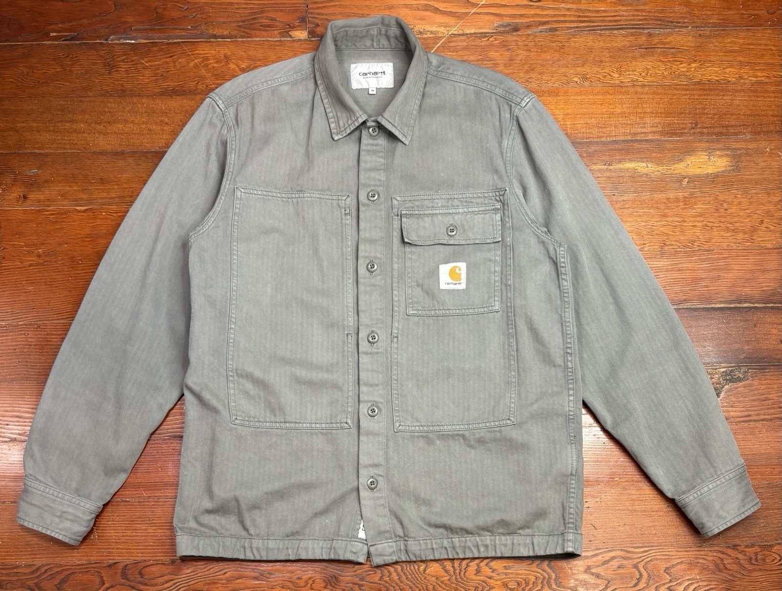 Carhartt WIP Long Sleeve Heavyweight Shirt Grey Size M