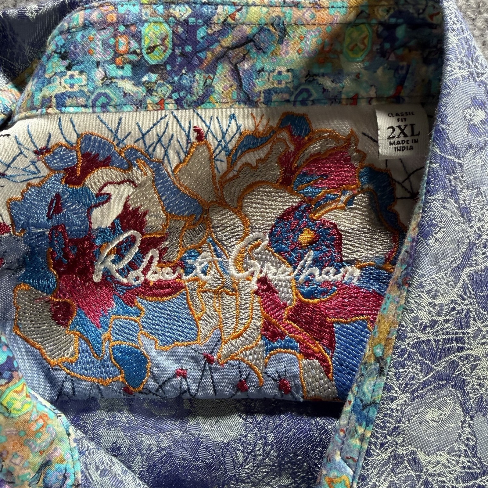Robert Graham Convertible Cuff Geometric Pattern Mens Shirt 2XL Classic Fit