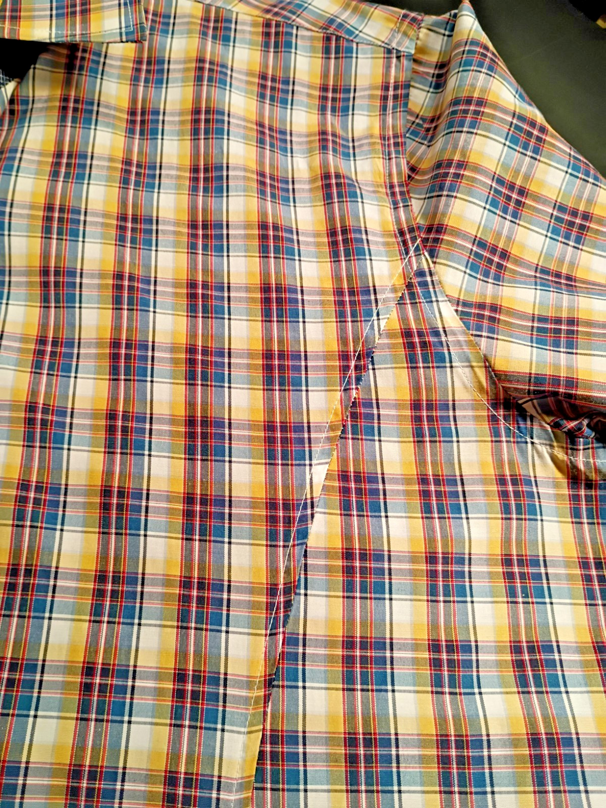 Enzo Made in Italy Button Up Mustard Teal Plaid Shirt Size M/L Convertible Cuff