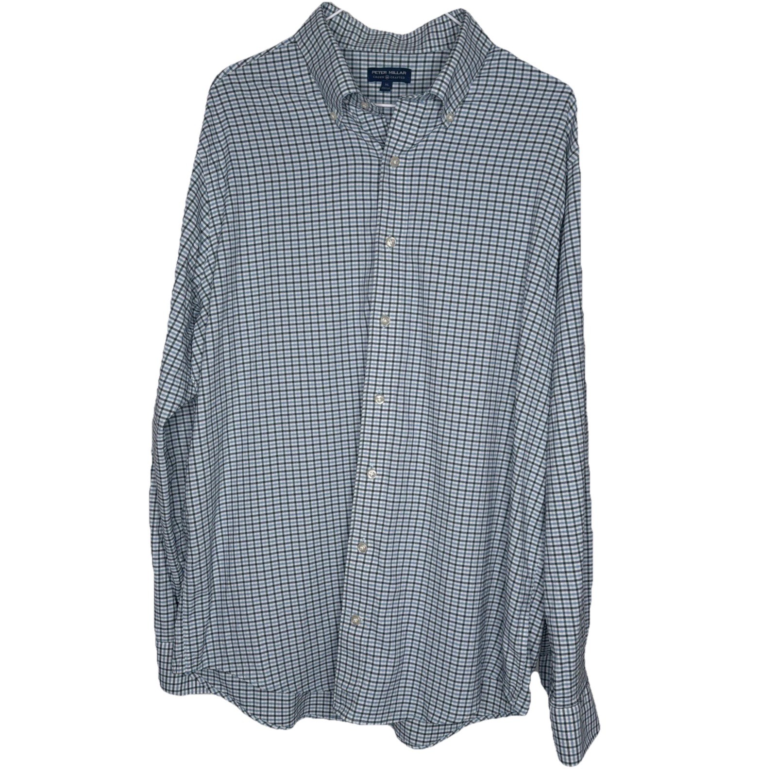 Peter Millar Crown Crafted Men’s XL Blue Green Check Button Down Shirt