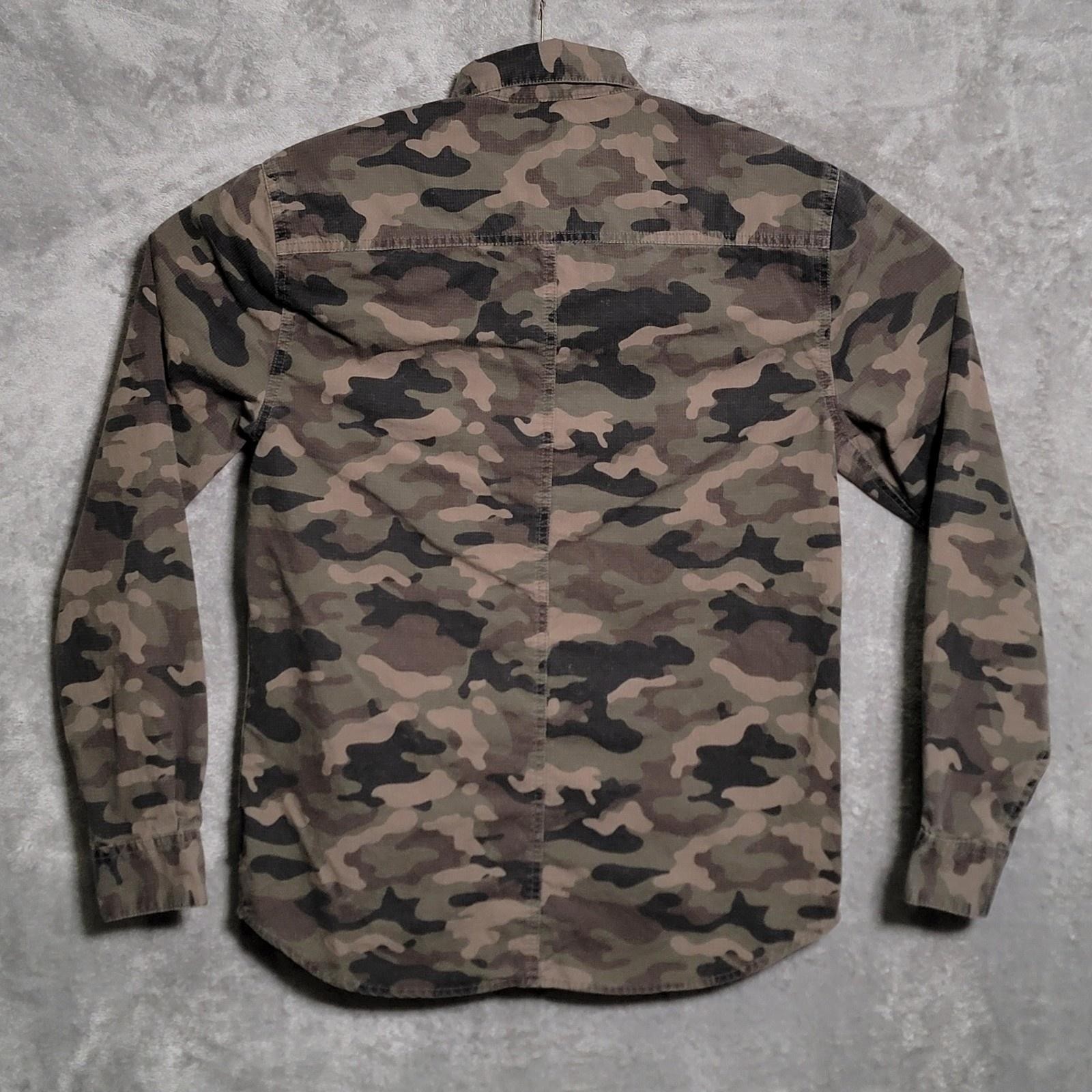 Hudson Gage Shirt Mens Small Green Brown Camo Military Ripstop Outdoor Casual