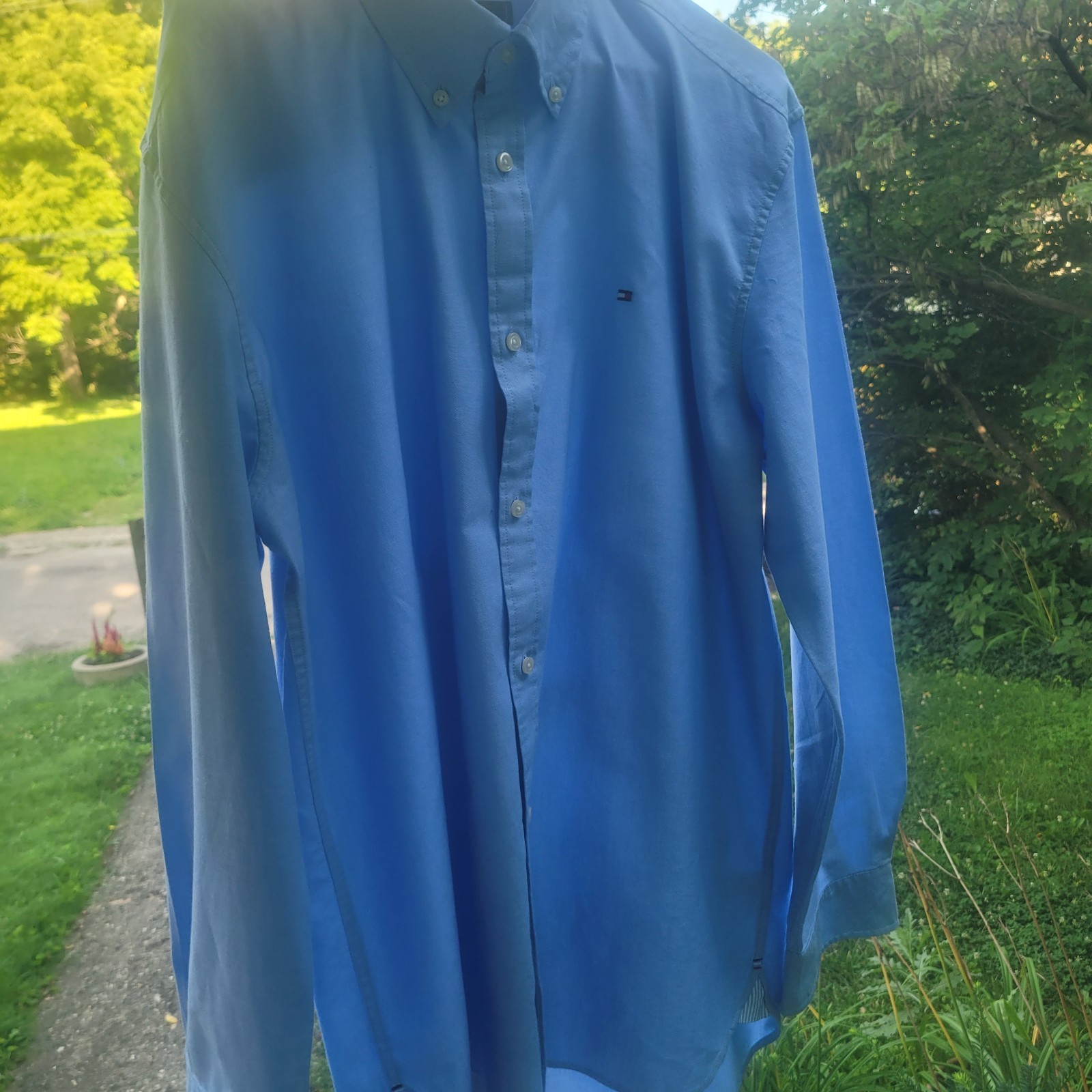 Tommy Hilfiger Original Oxford Shirt Men’s XL Blue Solid Button-Down LS
