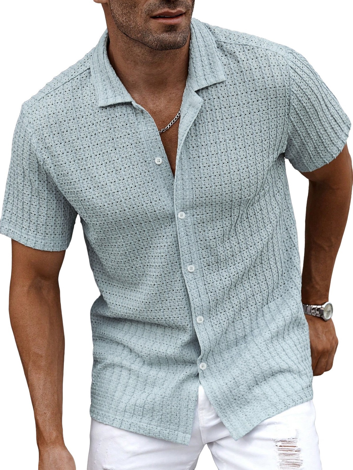 Men’s New Summer Button Lapel Casual Shirt