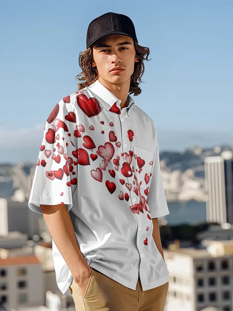 Men Hawaiian Shirt Beach Casual Shortsleeve Button Down Tee Holiday Party SUMMER