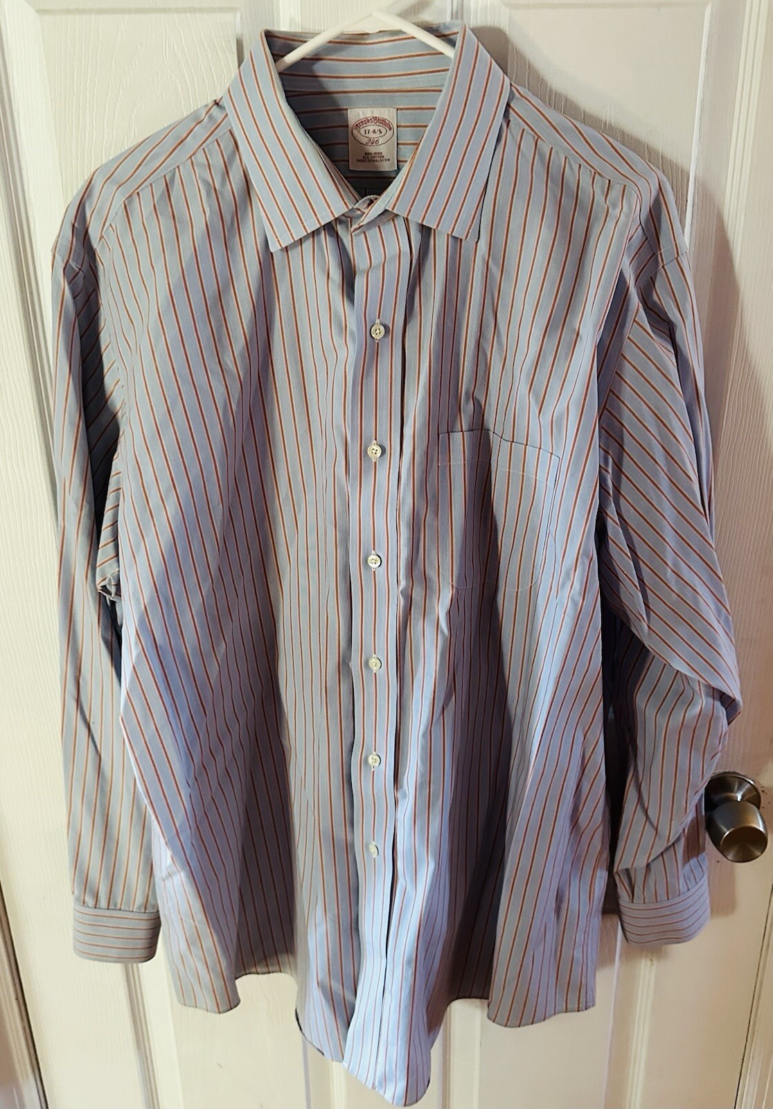 Brooks Brothers 346 Mens Sz 17-4/5 None Iron LS Multi Striped Button Front LN