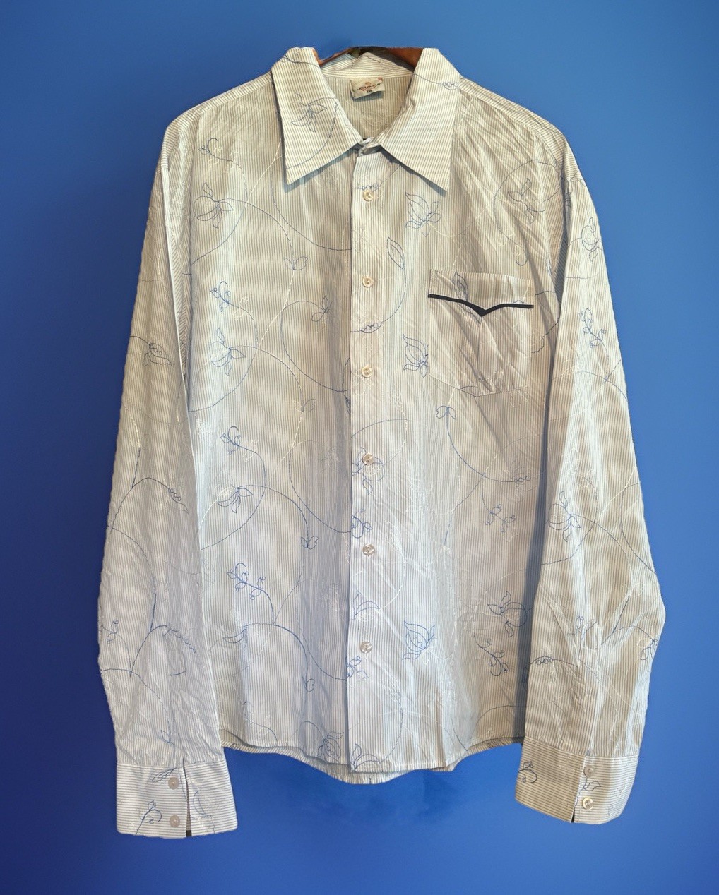 DORAMAFI SICILA’S Men’s Button Down Shirt Embroidered Stitching Size XXL