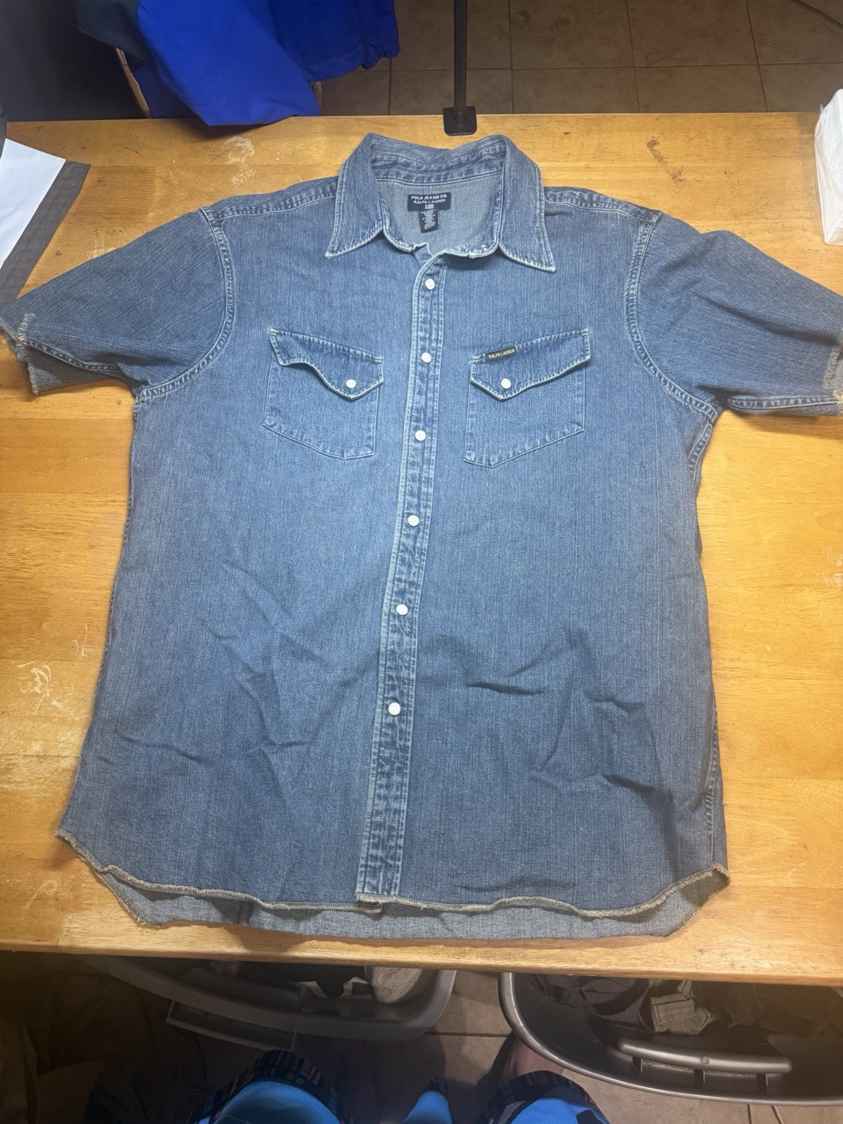 Polo Jeans Co Ralph Lauren Denim Shirt Men’s Large Pearl Snap Western