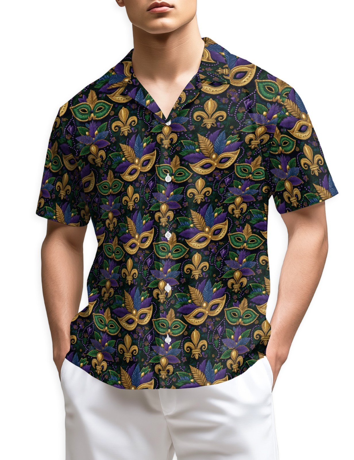 Happy Mardi Gras Hawaiian Shirt Carnival Party Aloha Men Gift