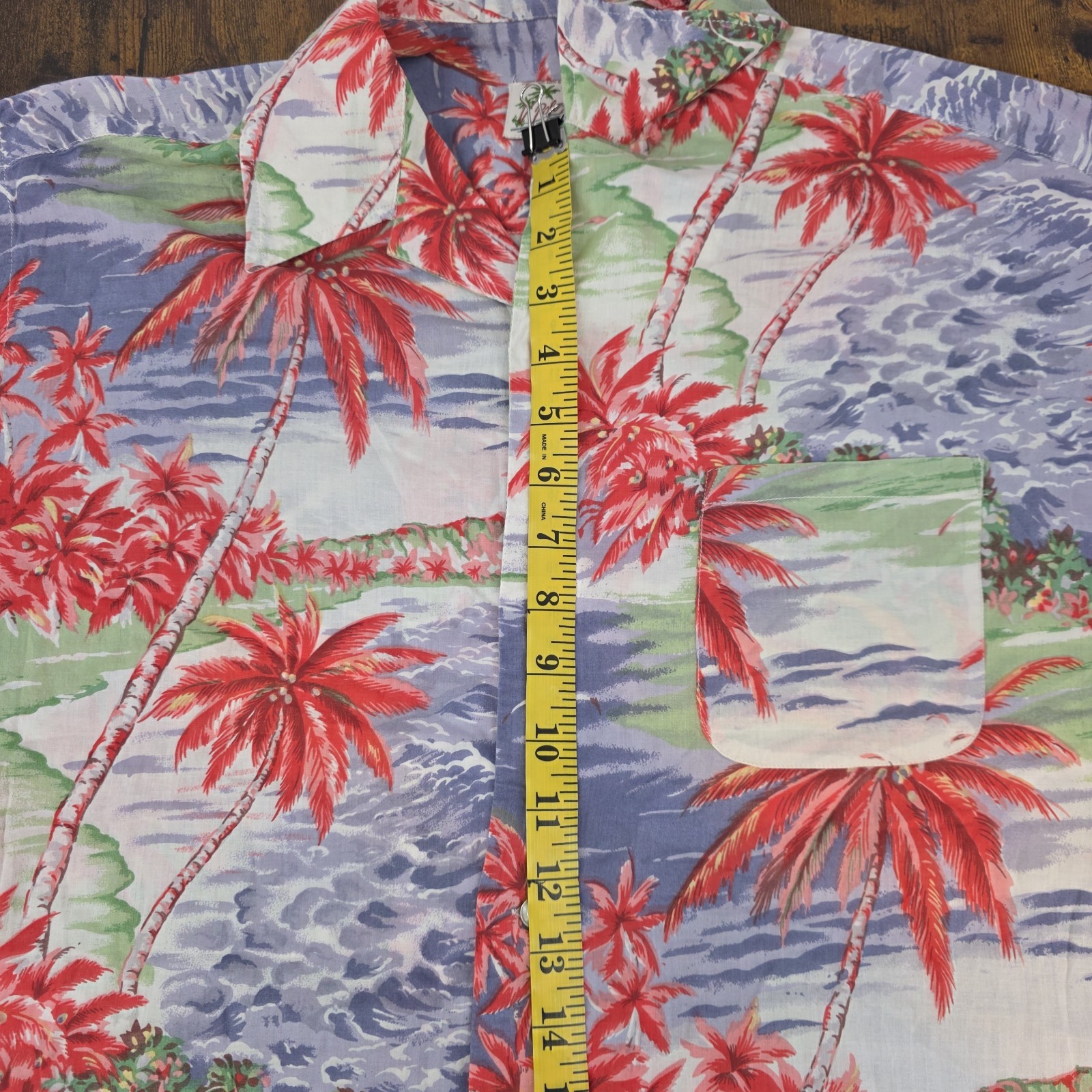 VTG Polo Jeans Co Ralph Lauren Hawaiian Camp Shirt Palm Floral Ocean Birds Sz M