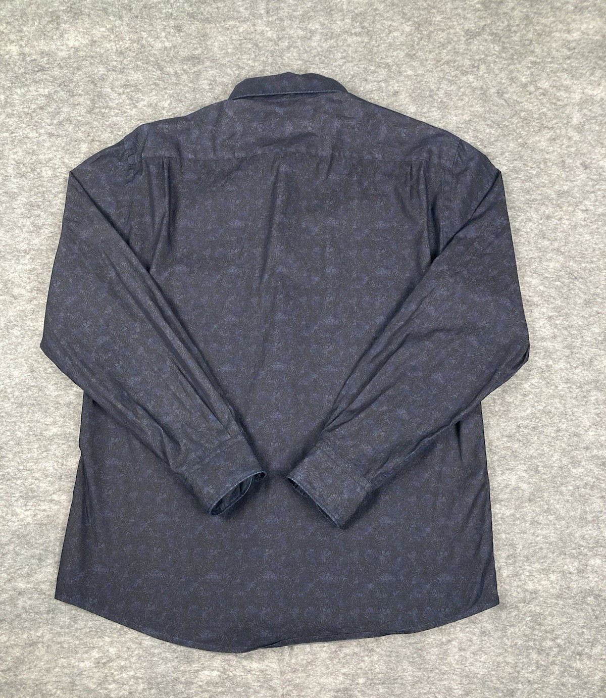 Ermenegildo Zegna Shirt Mens M Fern Print Blue Black Tropical Night Long Sleeve