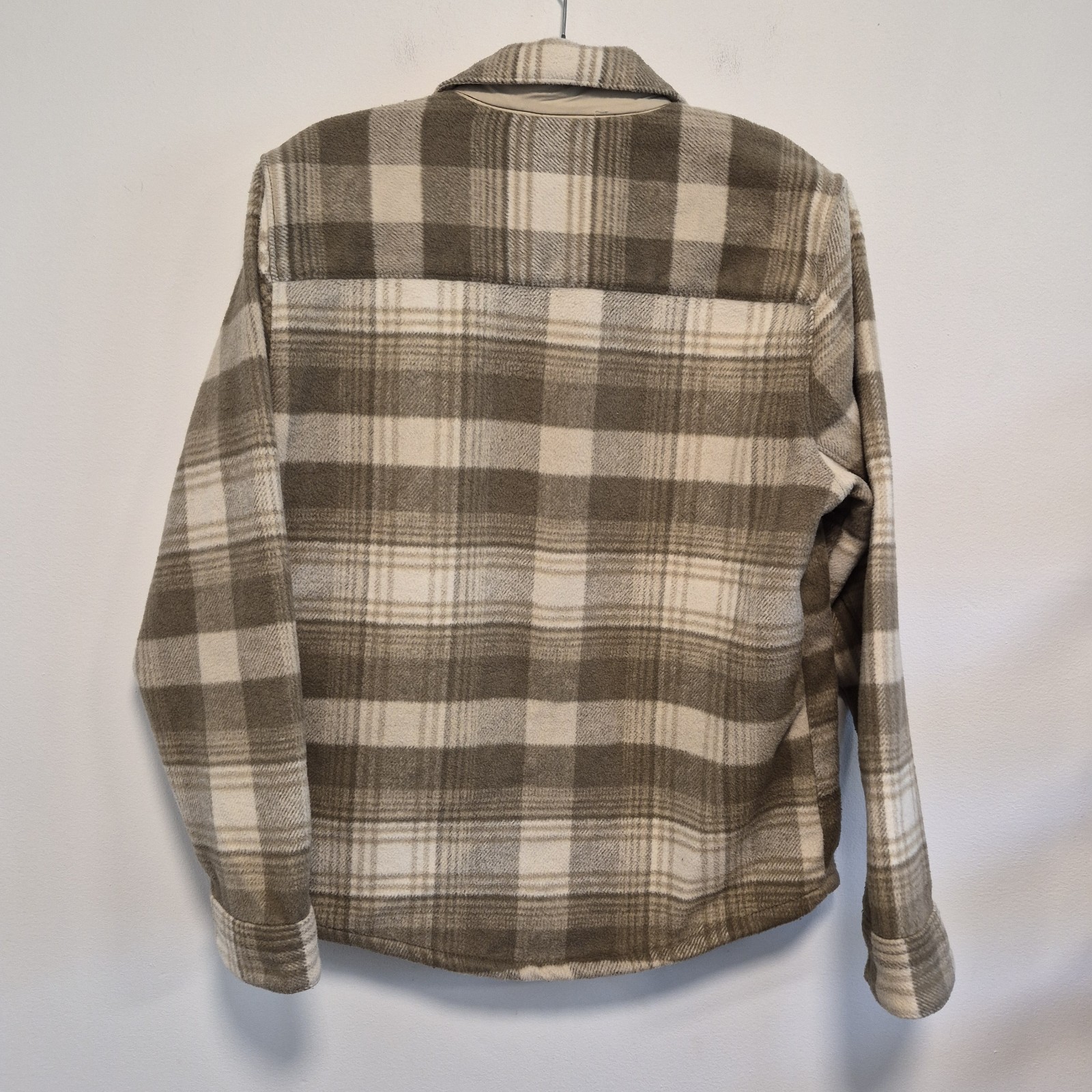VRST Plaid Flannel Jacket Shacket Tan/Cream Wool Blend Button Up Men’s Size M