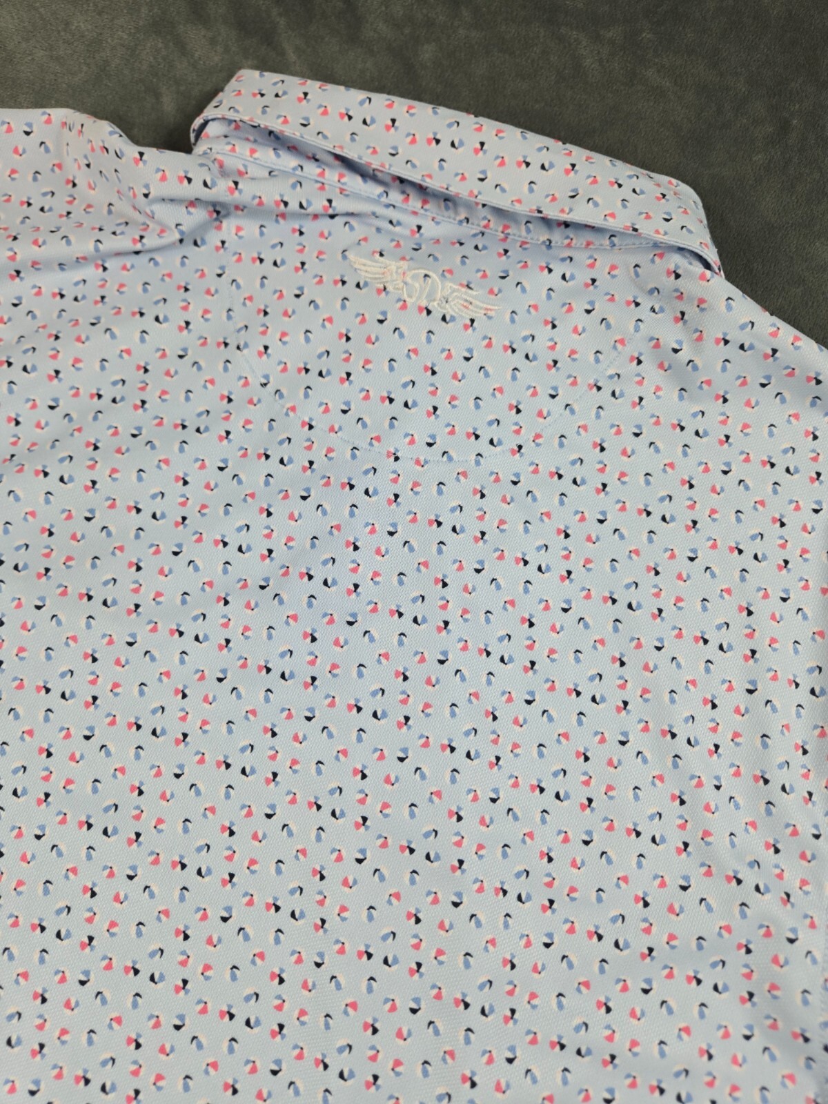 Straight Down Golf Shirt Mens Medium Tour TPC Stonebrae National Umbrella Print