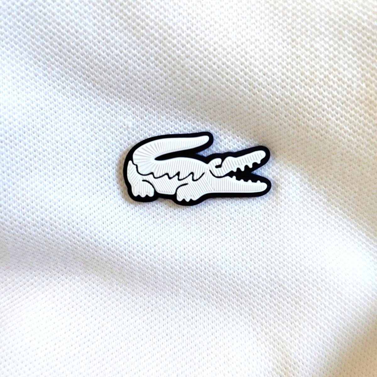 LACOSTE Lacoste Slim Fit Polo Shirt White Stretch Mini Pique Equivalent to Size