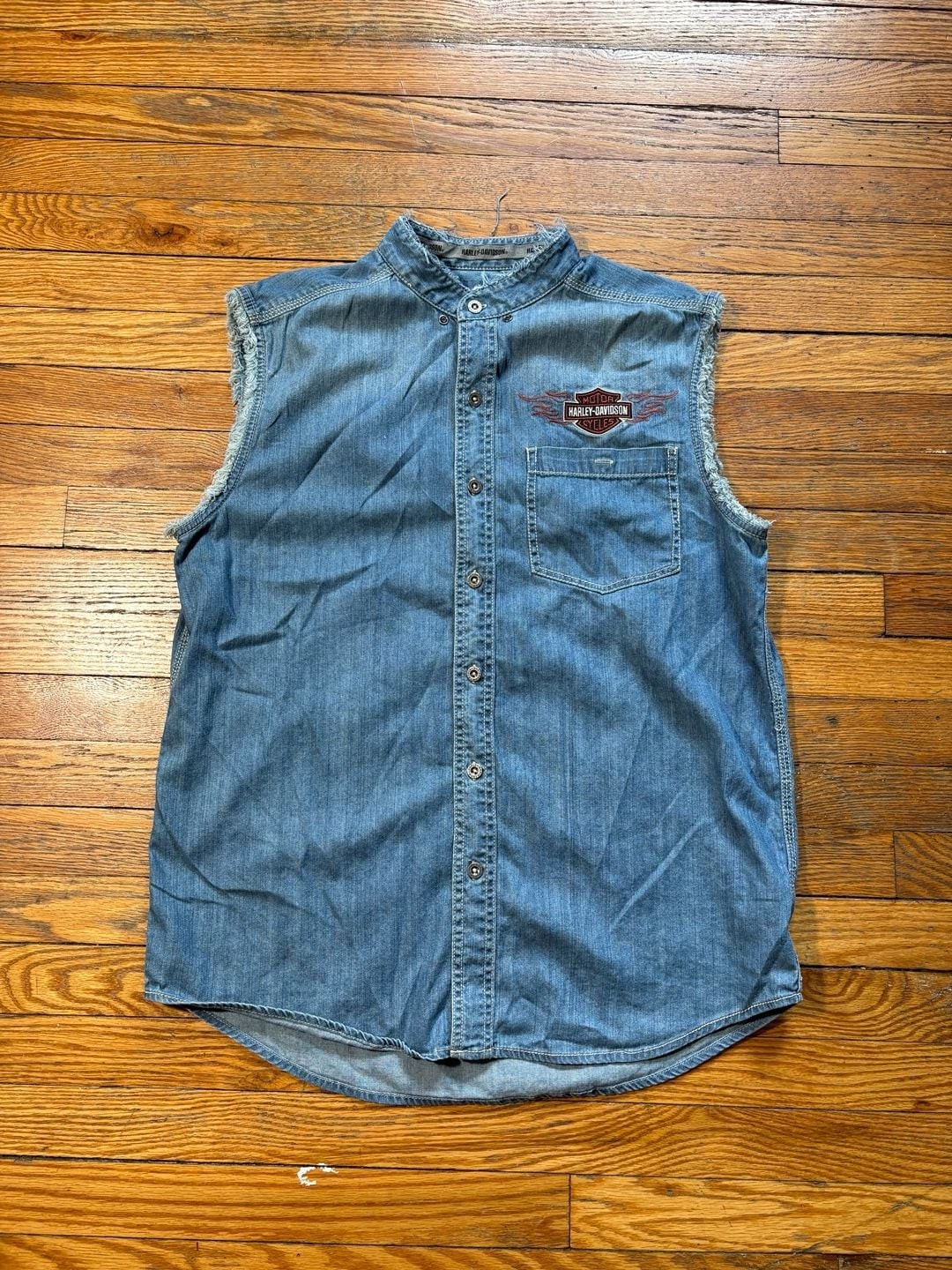 Harley-Davidson Genuine MotorClothes Sleeveless Denim Button-Down Shirt Vest