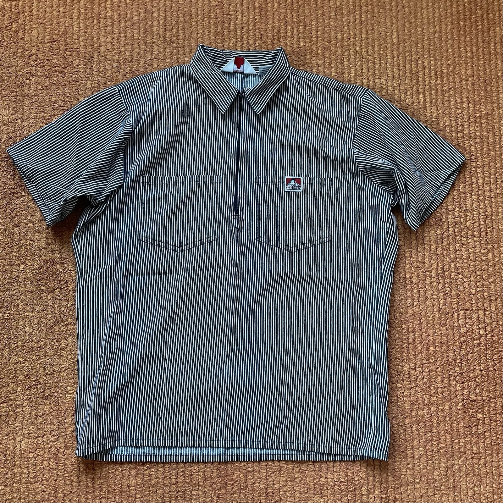 Ben Davis Black Hickory 3/4 Zip Shirt Large Pre Owned L Distressed