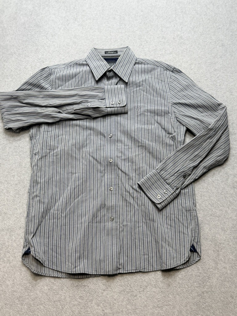 American Eagle Outfitters Mens Button Up Shirt Vintage Fit Striped M Gray Blue
