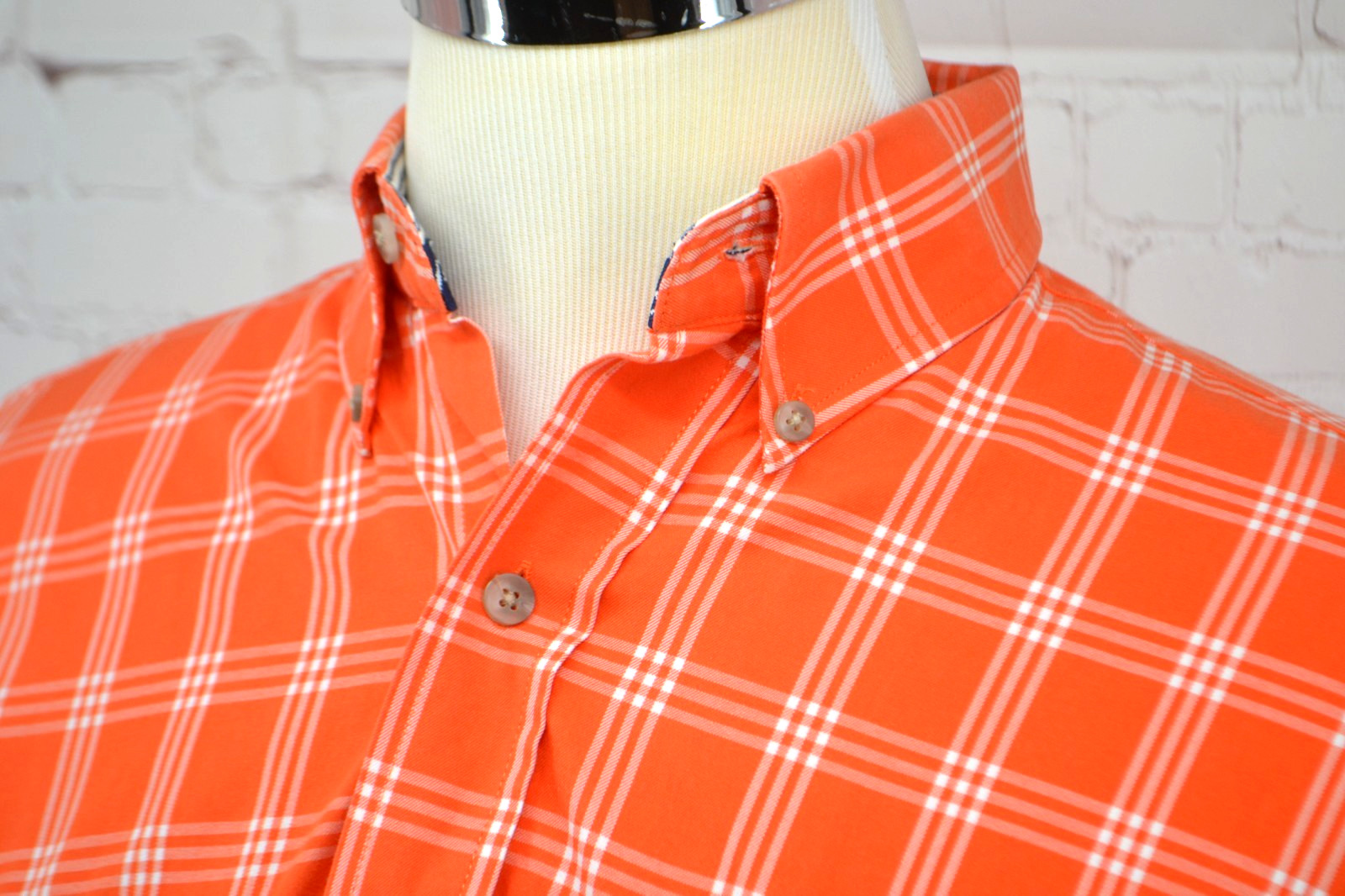 WRANGLER George Straight Collection Button Front Shirt SIZE MEDIUM Orange Plaid