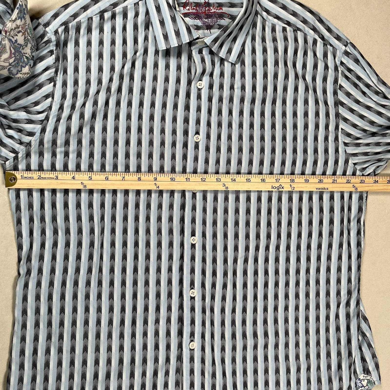 Robert Graham Men’s Striped Long Sleeve Button Up Shirt Sz 2XL Floral Flip Cuff