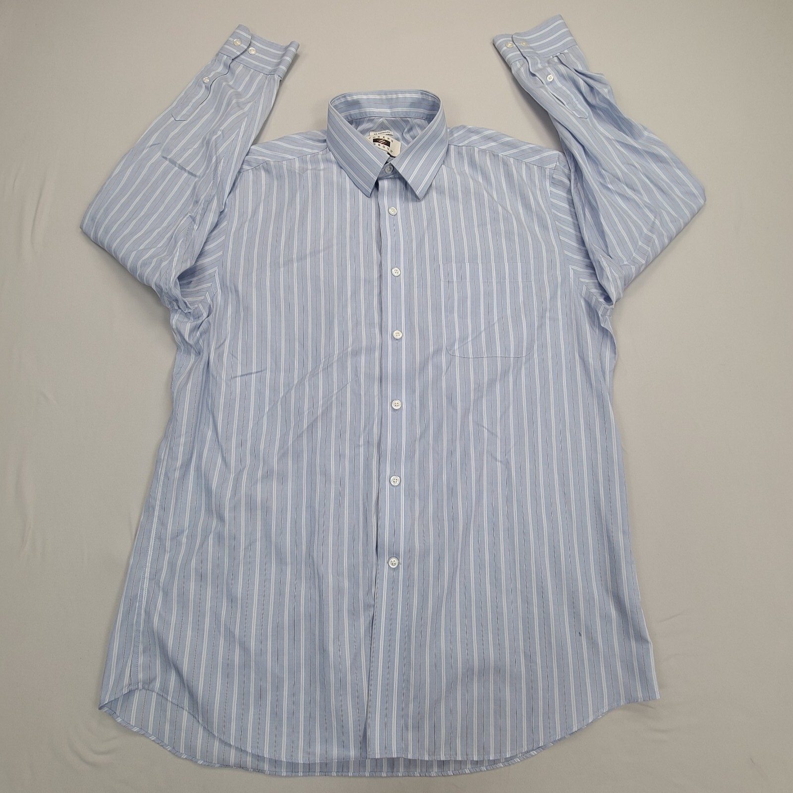 Joseph Abboud Shirt Mens 17 Blue Button Up No Wrinkles Casual Comfort Stylish