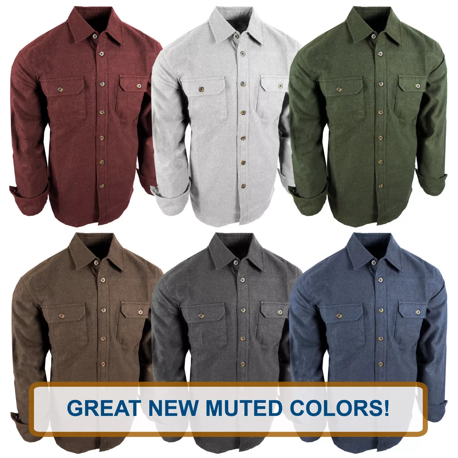 Chamois Shirt Mens Flannel Thick Rugged Work Stretch Button Pocket True Fit