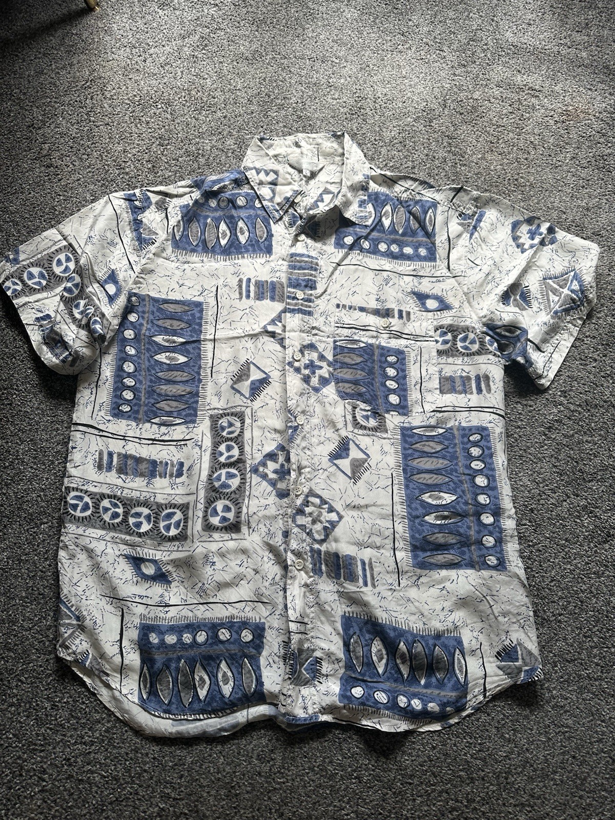 Spring Italy Shirt Mens Size Large 100% Silk Short Sleeve Relaxed Holiday (G41)