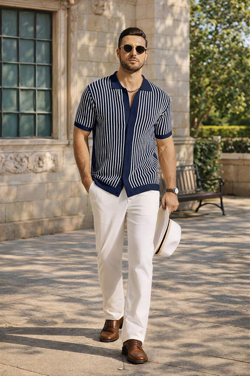 Mens Knit Button Down Shirts Short Sleeve Polo Shirt Casual