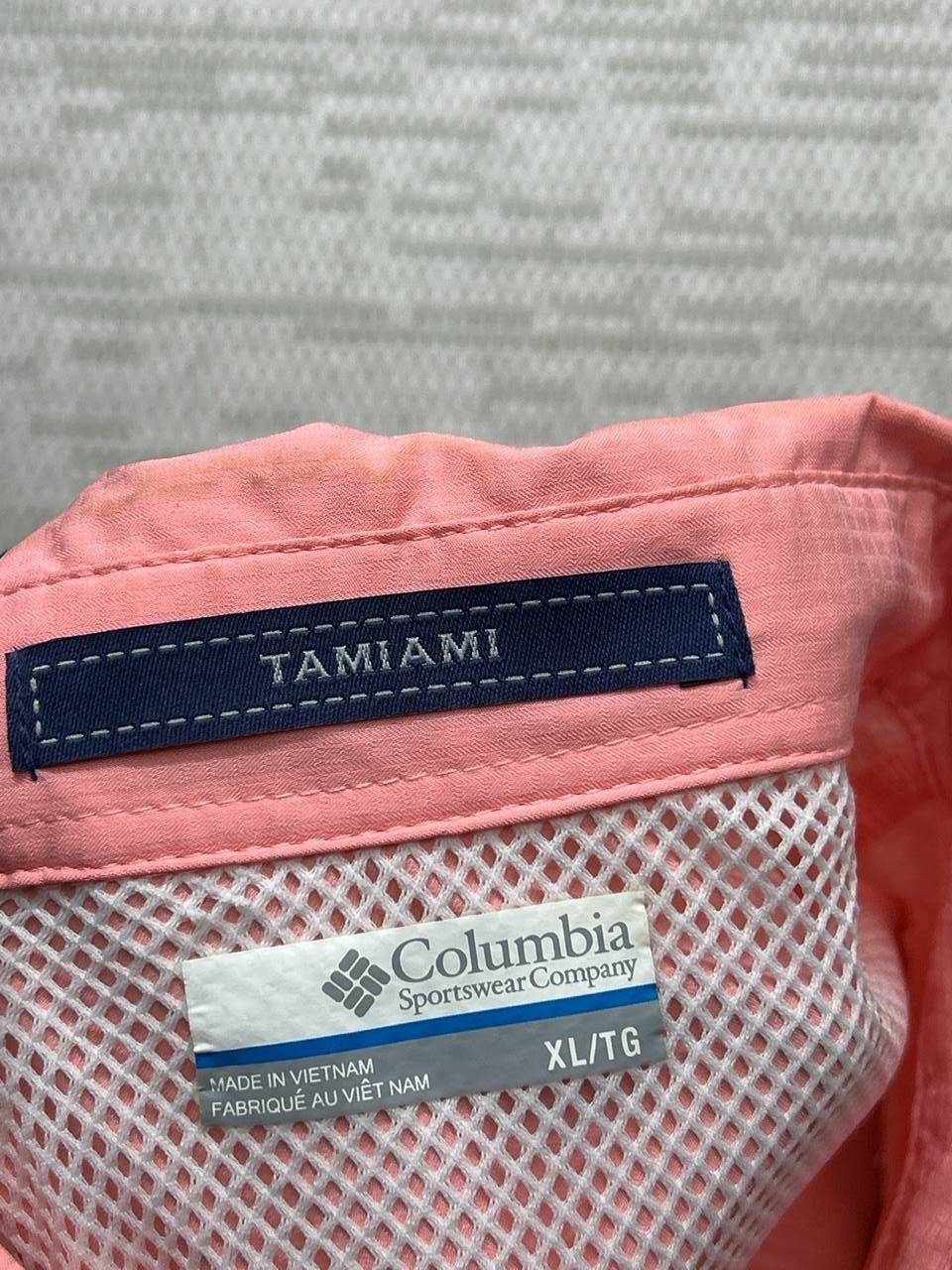 Columbia Pfg Shirt Mens Xl Pink Washington Monument Omni-Shade Button Up
