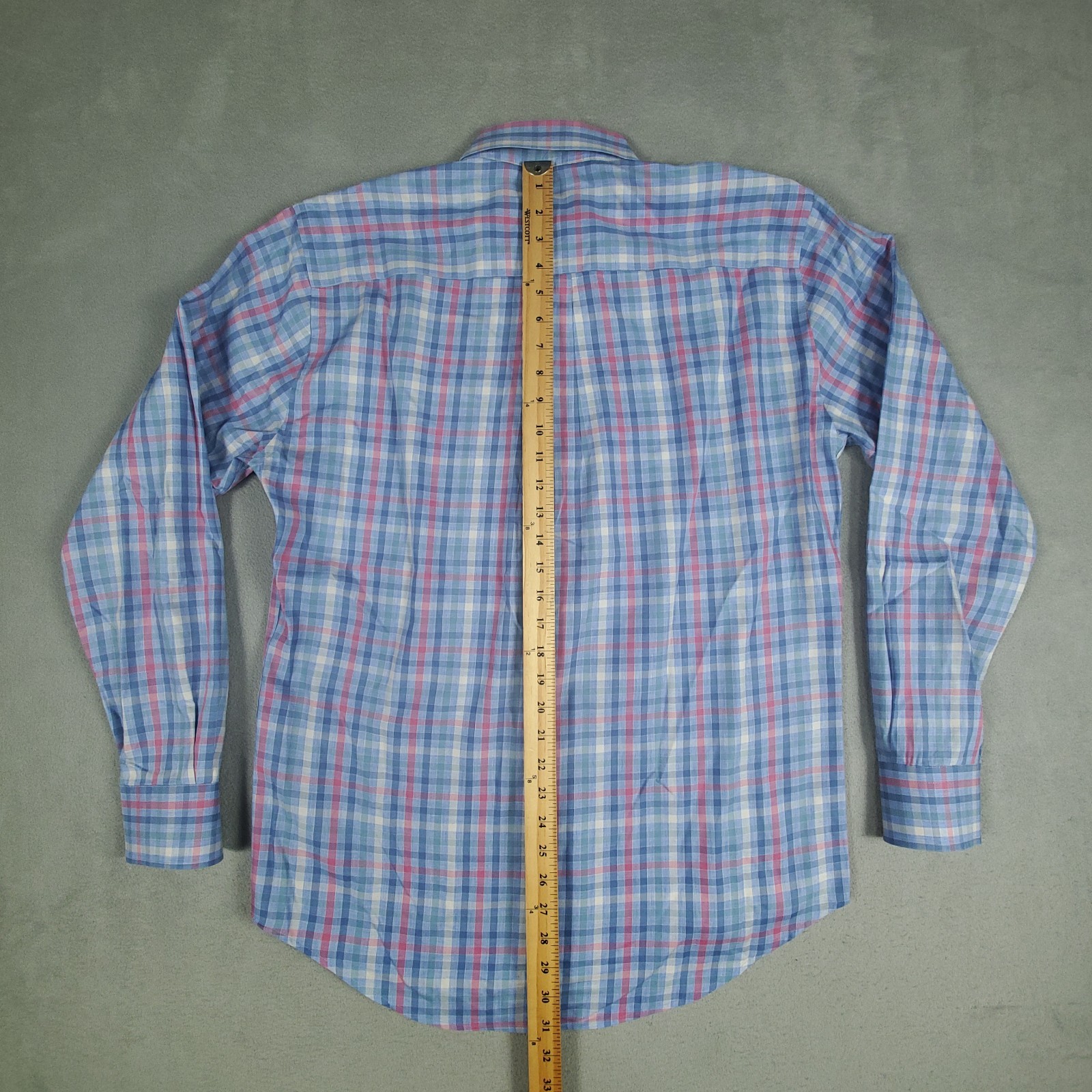 Peter Millar Crown Crafted Mens Sz M Blue Plaid Button Down L/S Shirt Cotton