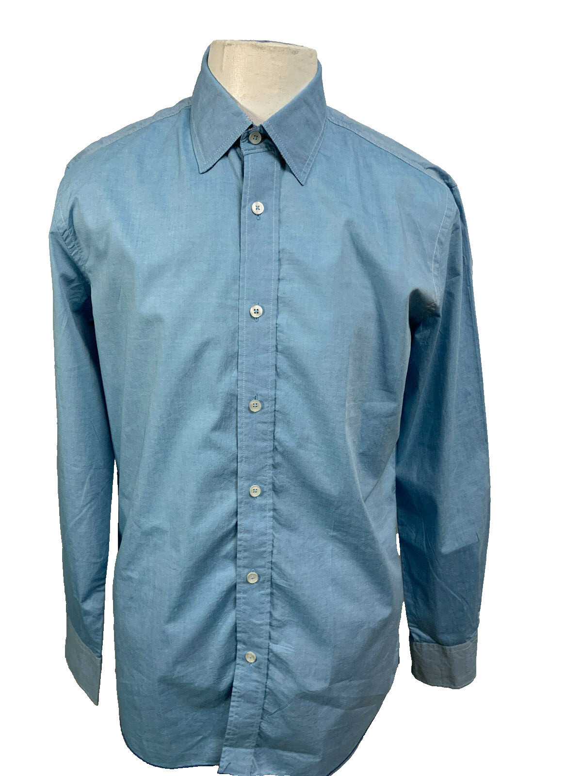 Report Collection Men’s Size M Blue Island Washed Cotton Flip Cuffs Casual Shirt