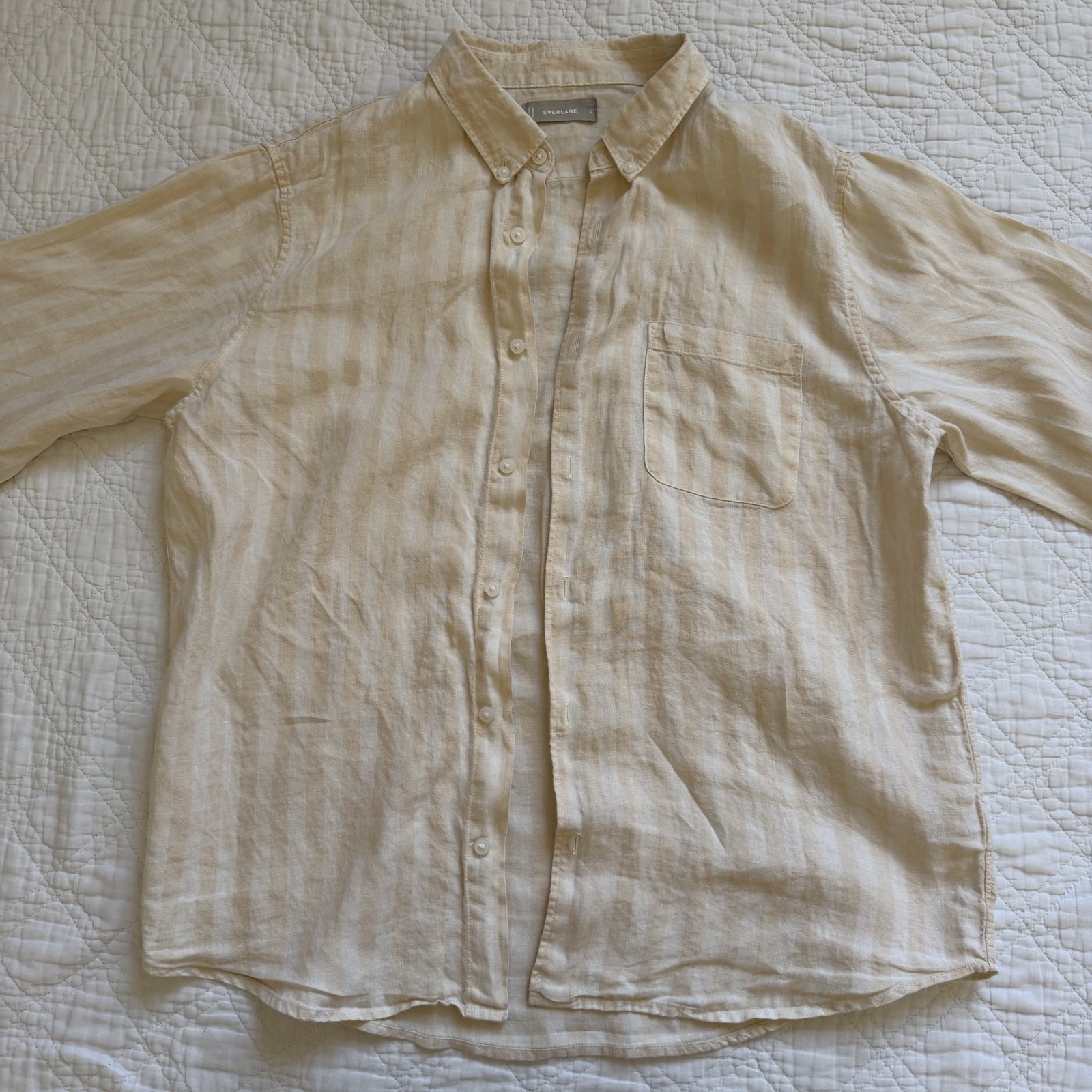 Everlane The Linen Standard Fit Shirt Brazilian Sand L