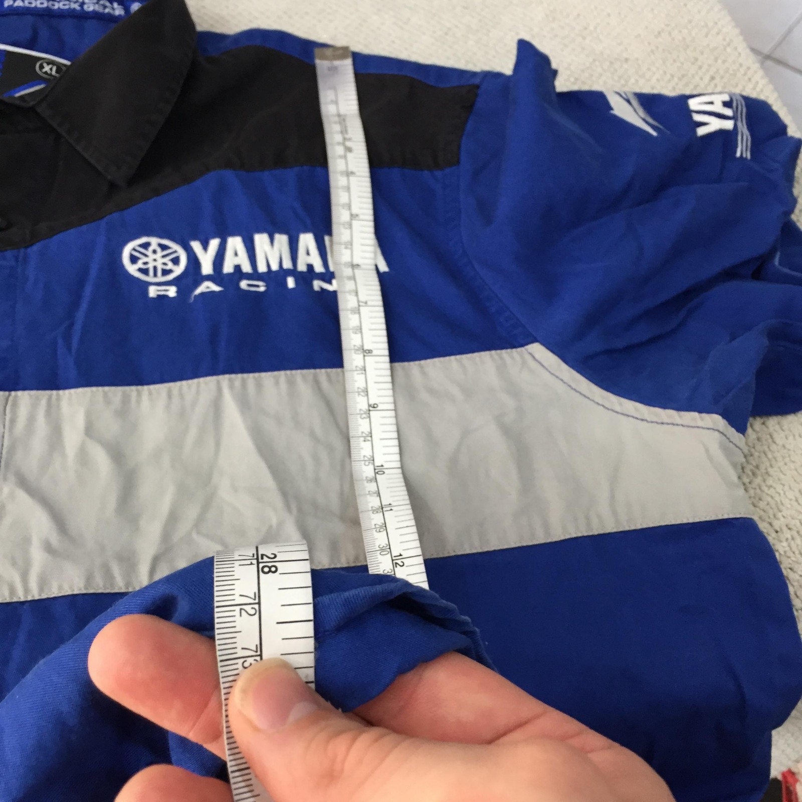 Yamaha Racing Shirt Mens XL Blue Colourblock Button Up Short Sleeve 129324