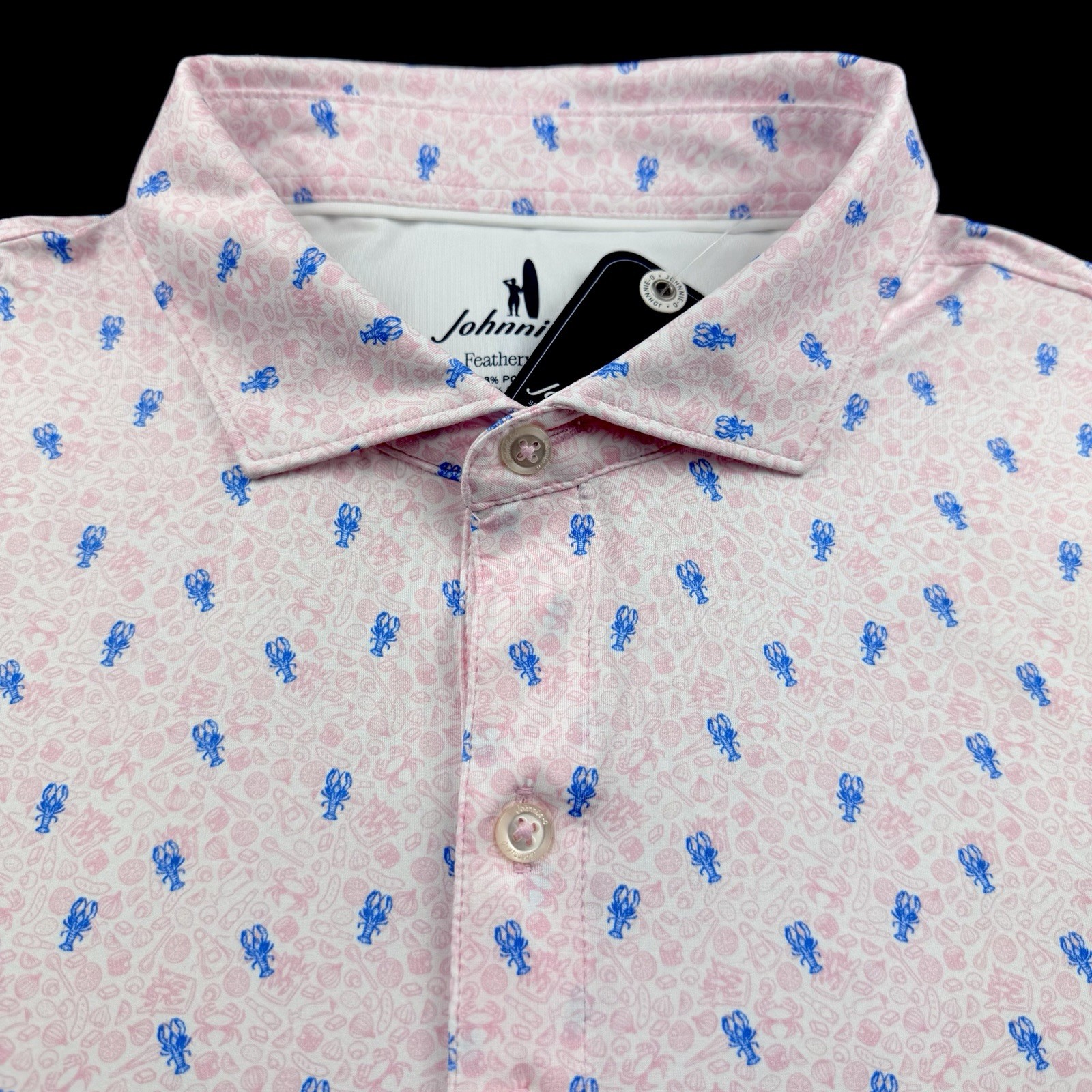 Johnnie O Featherweight Performance Tropical Outdoor Food Print Polo Pink Large