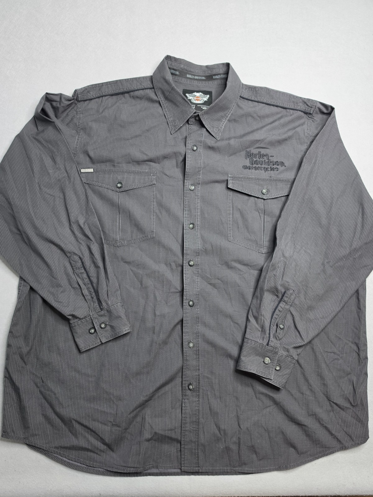 Harley-Davidson Genuine MotorClothes Shirt Men’s 3XL Gray Geometric Embroidery