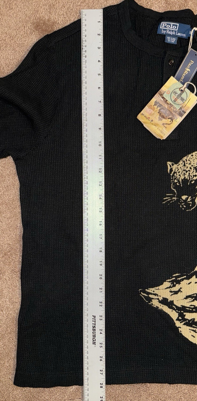 Polo Ralph Lauren Linen Blend Black Print Jaguar Rare XXL